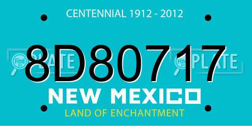 8D80717 New Mexico License Plate