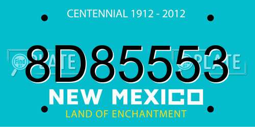 8D85553 New Mexico License Plate