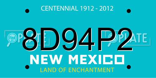 8D94P2 New Mexico License Plate