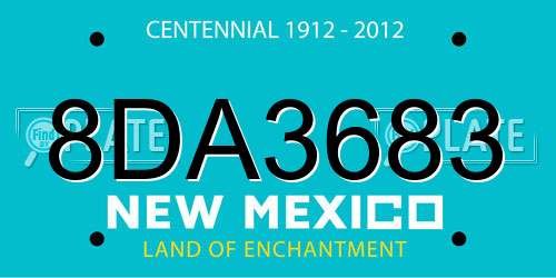 8DA3683 New Mexico License Plate