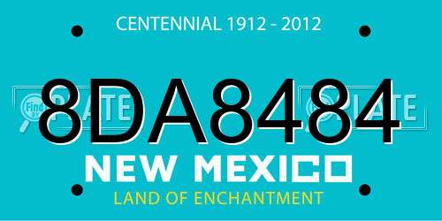 8DA8484 New Mexico License Plate