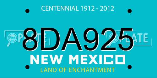 8DA925 New Mexico License Plate