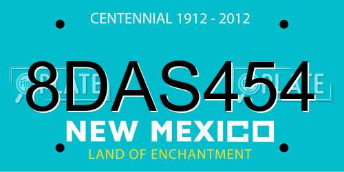 8DAS454 New Mexico License Plate