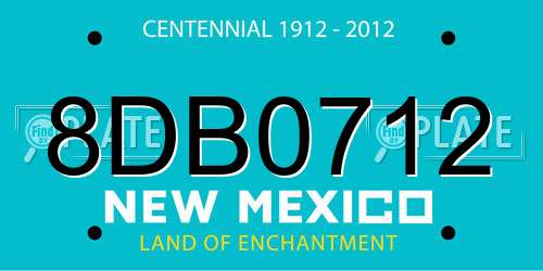 8DB0712 New Mexico License Plate