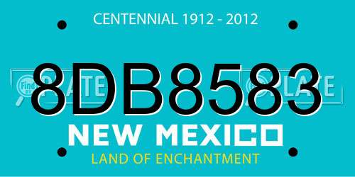 8DB8583 New Mexico License Plate
