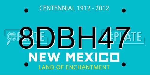 8DBH47 New Mexico License Plate