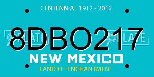 8DBO217 New Mexico License Plate