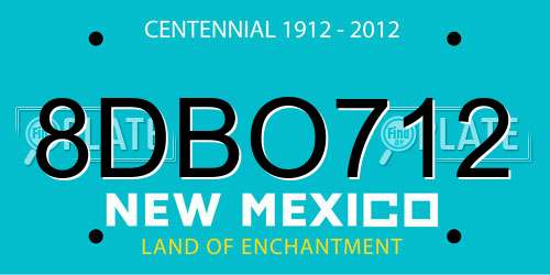 8DBO712 New Mexico License Plate