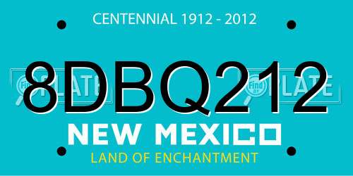8DBQ212 New Mexico License Plate