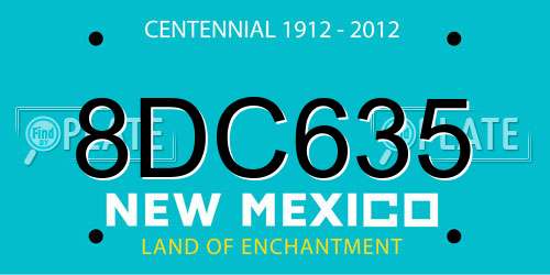 8DC635 New Mexico License Plate