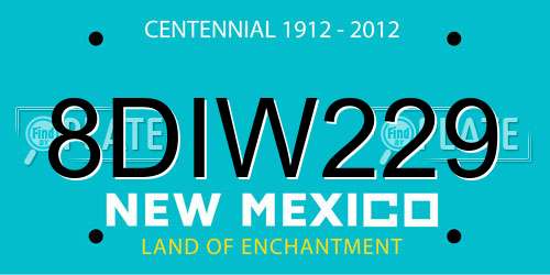 8DIW229 New Mexico License Plate