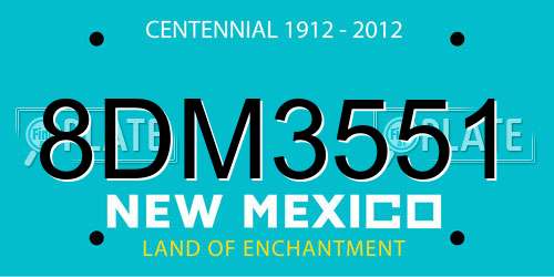 8DM3551 New Mexico License Plate