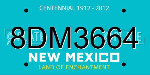 8DM3664 New Mexico License Plate