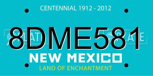 8DME581 New Mexico License Plate