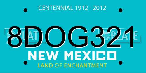 8DOG321 New Mexico License Plate