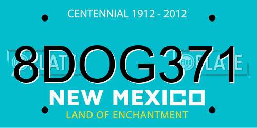 8DOG371 New Mexico License Plate
