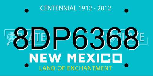 8DP6368 New Mexico License Plate
