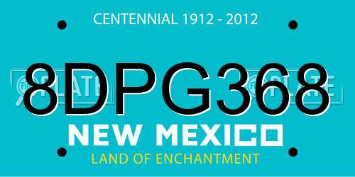 8DPG368 New Mexico License Plate
