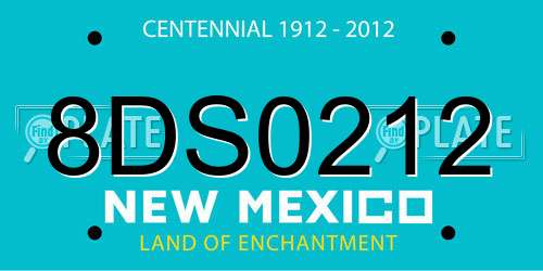 8DS0212 New Mexico License Plate