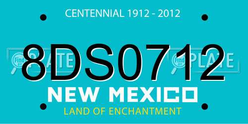 8DS0712 New Mexico License Plate