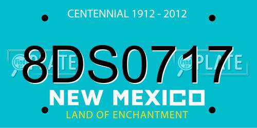 8DS0717 New Mexico License Plate