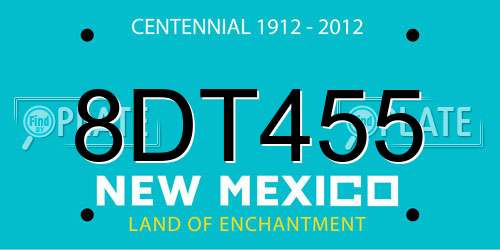 8DT455 New Mexico License Plate
