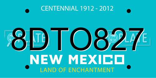 8DTO827 New Mexico License Plate