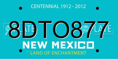 8DTO877 New Mexico License Plate