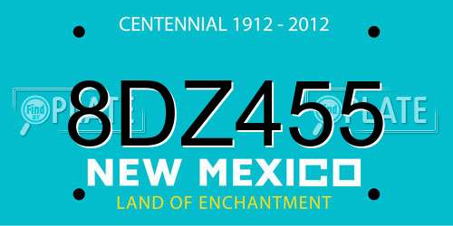 8DZ455 New Mexico License Plate