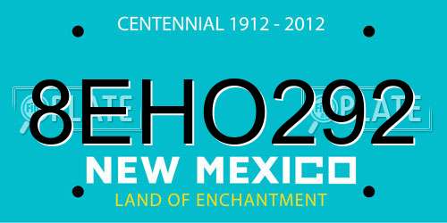 8EHO292 New Mexico License Plate
