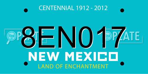 8EN017 New Mexico License Plate