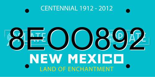8EOO892 New Mexico License Plate