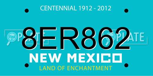 8ER862 New Mexico License Plate