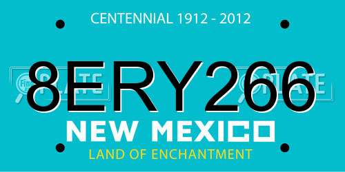 8ERY266 New Mexico License Plate