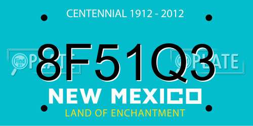 8F51Q3 New Mexico License Plate