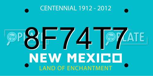 8F74T7 New Mexico License Plate