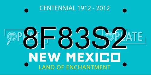 8F83S2 New Mexico License Plate