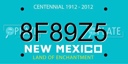8F89Z5 New Mexico License Plate