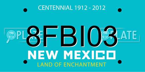 8FBI03 New Mexico License Plate