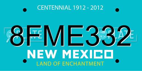 8FME332 New Mexico License Plate