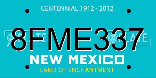 8FME337 New Mexico License Plate