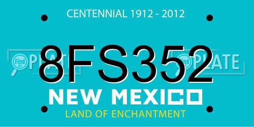 8FS352 New Mexico License Plate