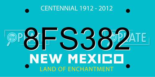 8FS382 New Mexico License Plate