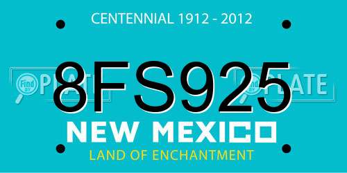 8FS925 New Mexico License Plate