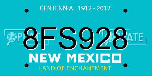 8FS928 New Mexico License Plate