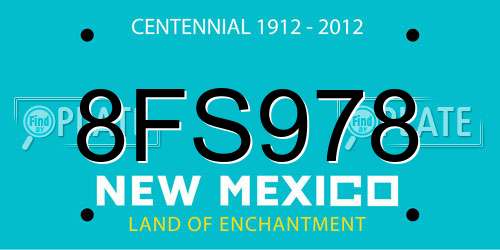 8FS978 New Mexico License Plate