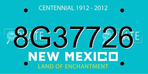 8G37726 New Mexico License Plate