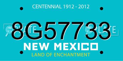 8G57733 New Mexico License Plate