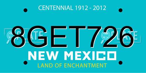 8GET726 New Mexico License Plate