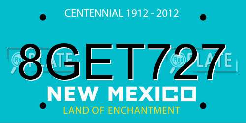 8GET727 New Mexico License Plate